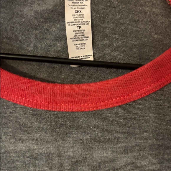 Bella Canvas Gray Tee with Red Trim - Picture 3 of 3